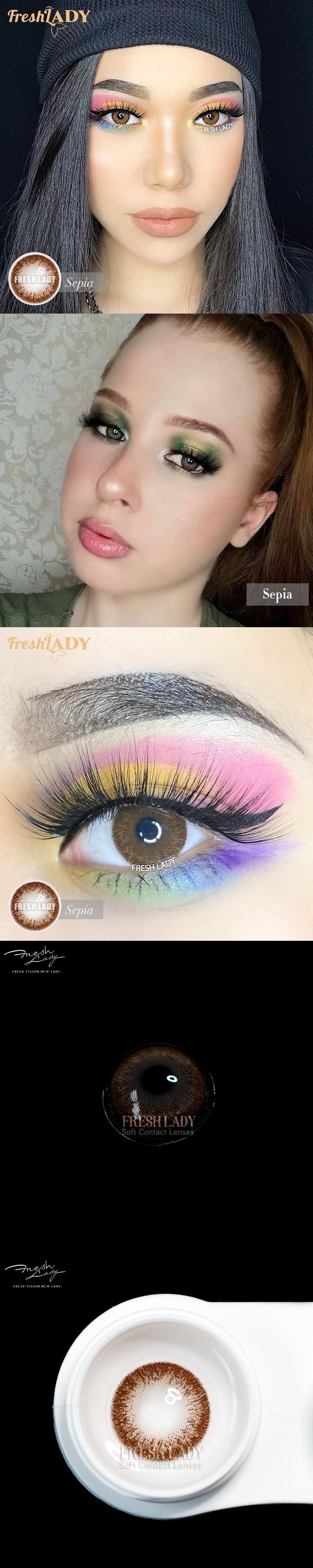 【中國直郵】 熱銷 FreshLady Z系列 美瞳片 烏賊棕 年拋 14.5mm 一盒2片裝 0度