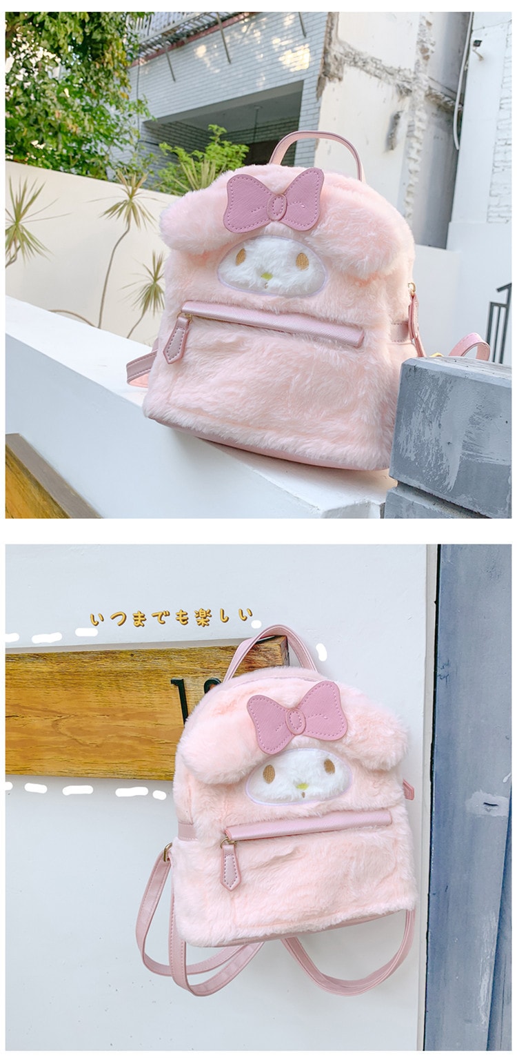 【可愛爆棚】Sanrio 三麗鷗 日系卡通毛絨包可愛少女心 大耳狗美樂蒂 毛絨背包書包小箱包 大耳狗 1個