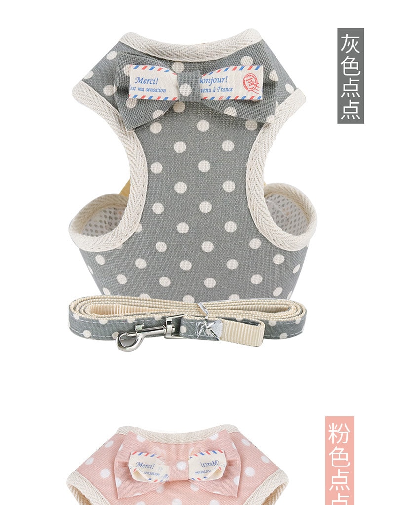 【中国直邮】尾大的喵 宠物牵引绳 灰色点点L码 宠物用品
