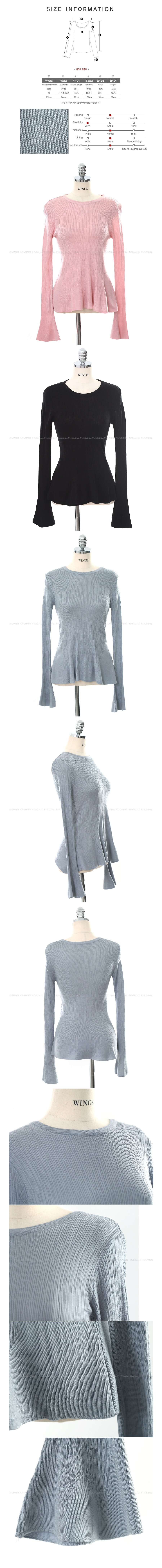 WINGS Bell Sleeve Flared Top #Blue Grey One Size(S-M)