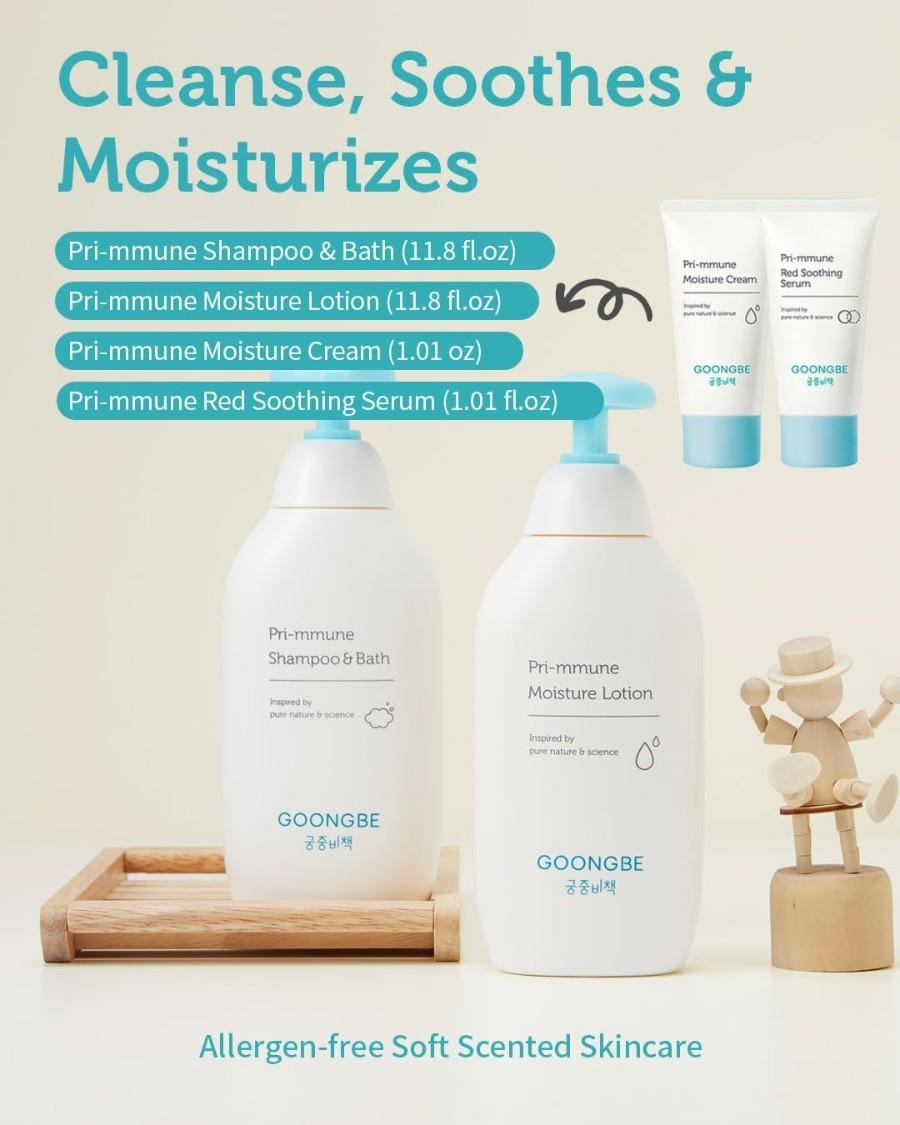 韓國 宮中秘策 嬰兒護膚禮盒套裝4件組 – 韓國寶寶洗髮沐浴&保濕乳液護理組合溫和滋潤適合敏感肌膚 760ml