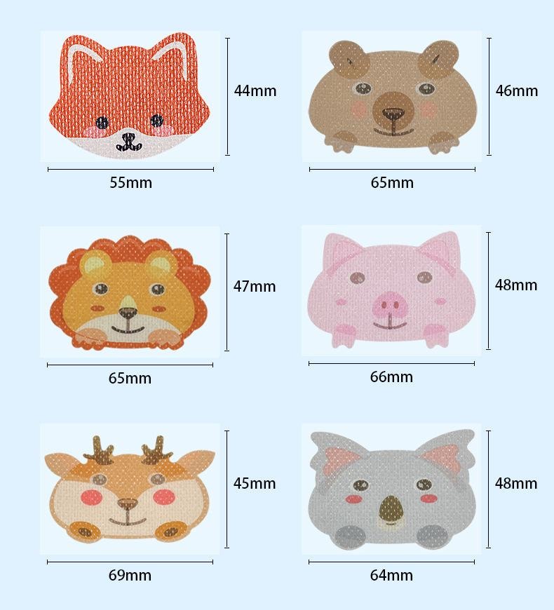 FOXTAIL 儿童口呼吸贴 卡通 睡觉防张嘴 打呼噜 止鼾贴 口呼吸矫正贴 封口贴 90片- 狐狸+老虎+小猪 1份