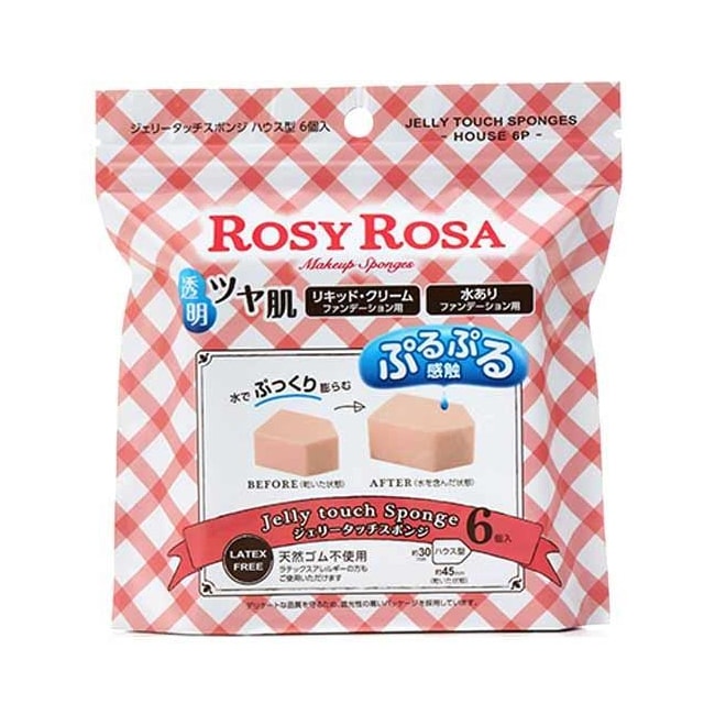 【日本直邮】Rosy Rosa 果冻感五角型粉扑化妆海棉 干湿两用 6个入
