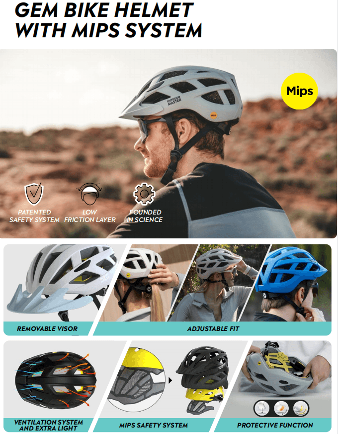 OutdoorMaster MIPS安全系統 成人休閒騎乘頭盔-碳黑M碼