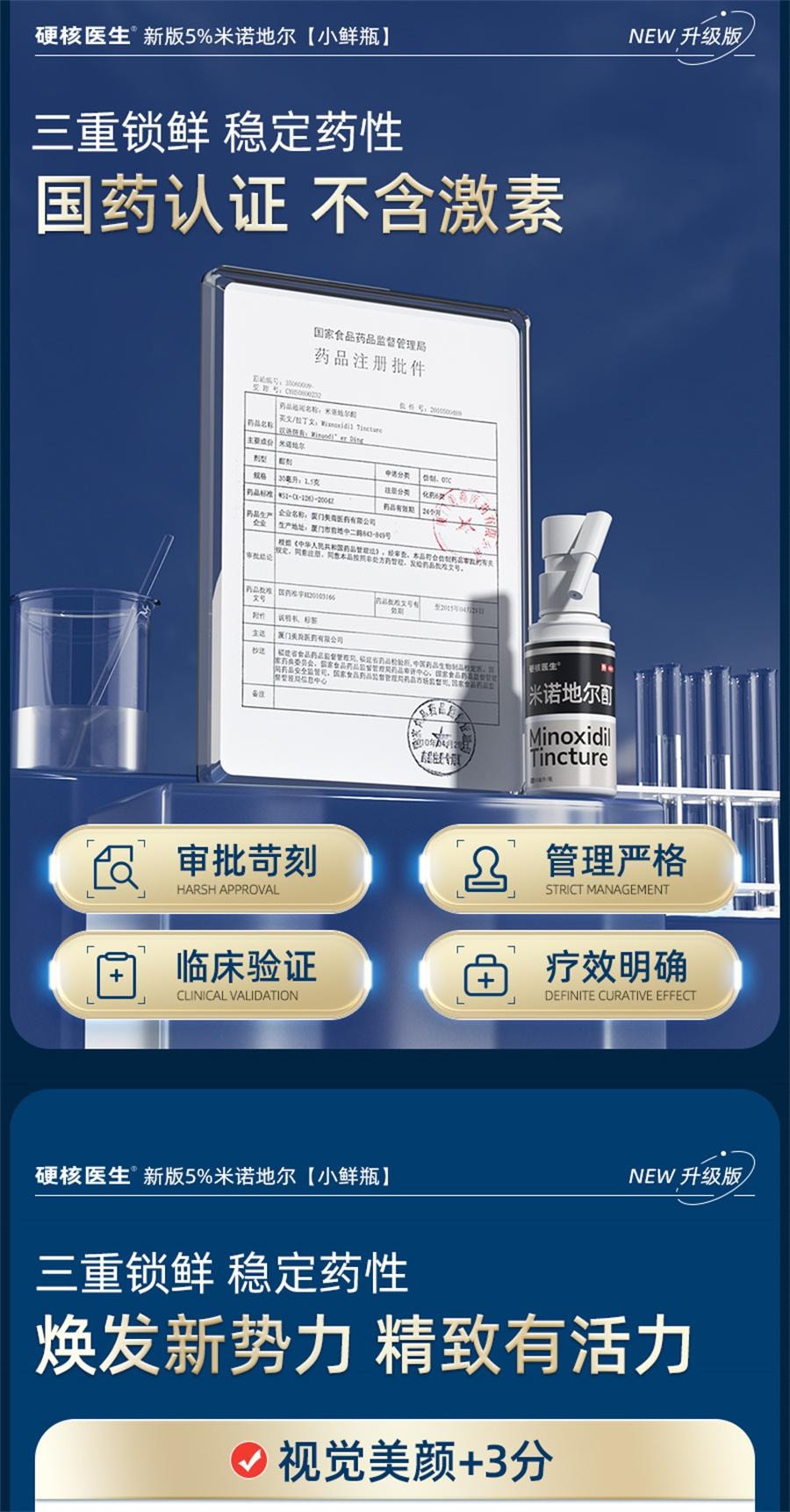 【中国直邮】 硬核医生 米诺地尔酊 脱发专用生发液喷雾剂米若地尓町女性男性30ml/瓶