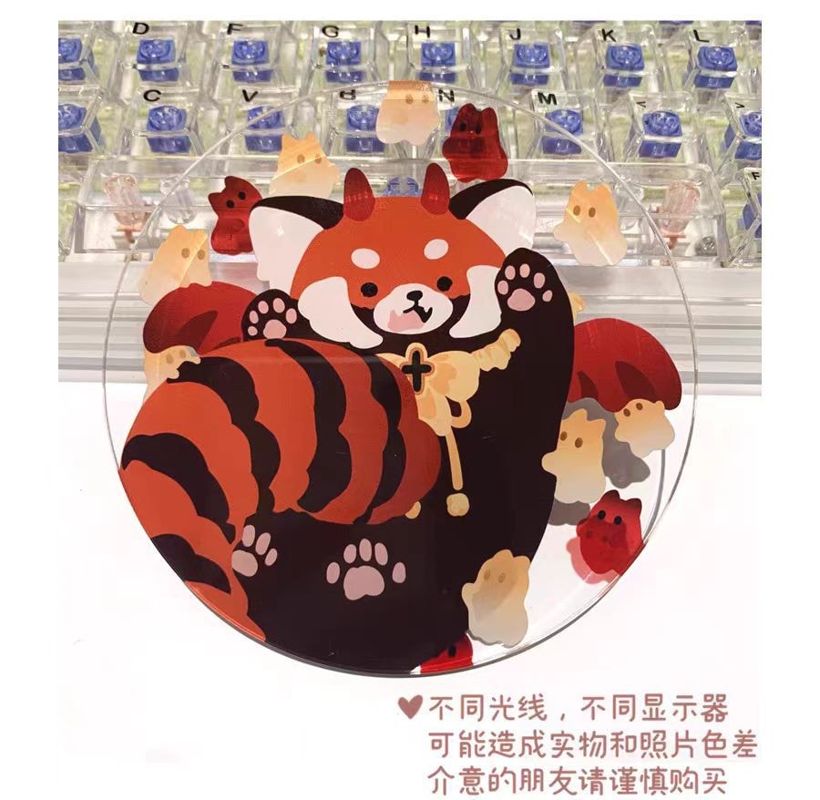 【中国直邮】 过敏元件 亚克力杯垫 饰品隔热 万圣节小熊猫雪貂猫咪 3个1套丨*预计到达时间3-4周