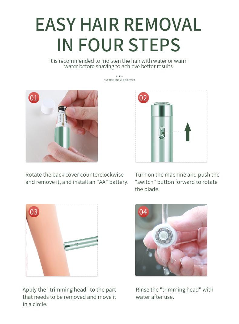 金稻 電動除毛儀 私密處毛修剪器 女士剃毛器 刮毛腋毛 全身可用 家用 KD50 綠色 1台