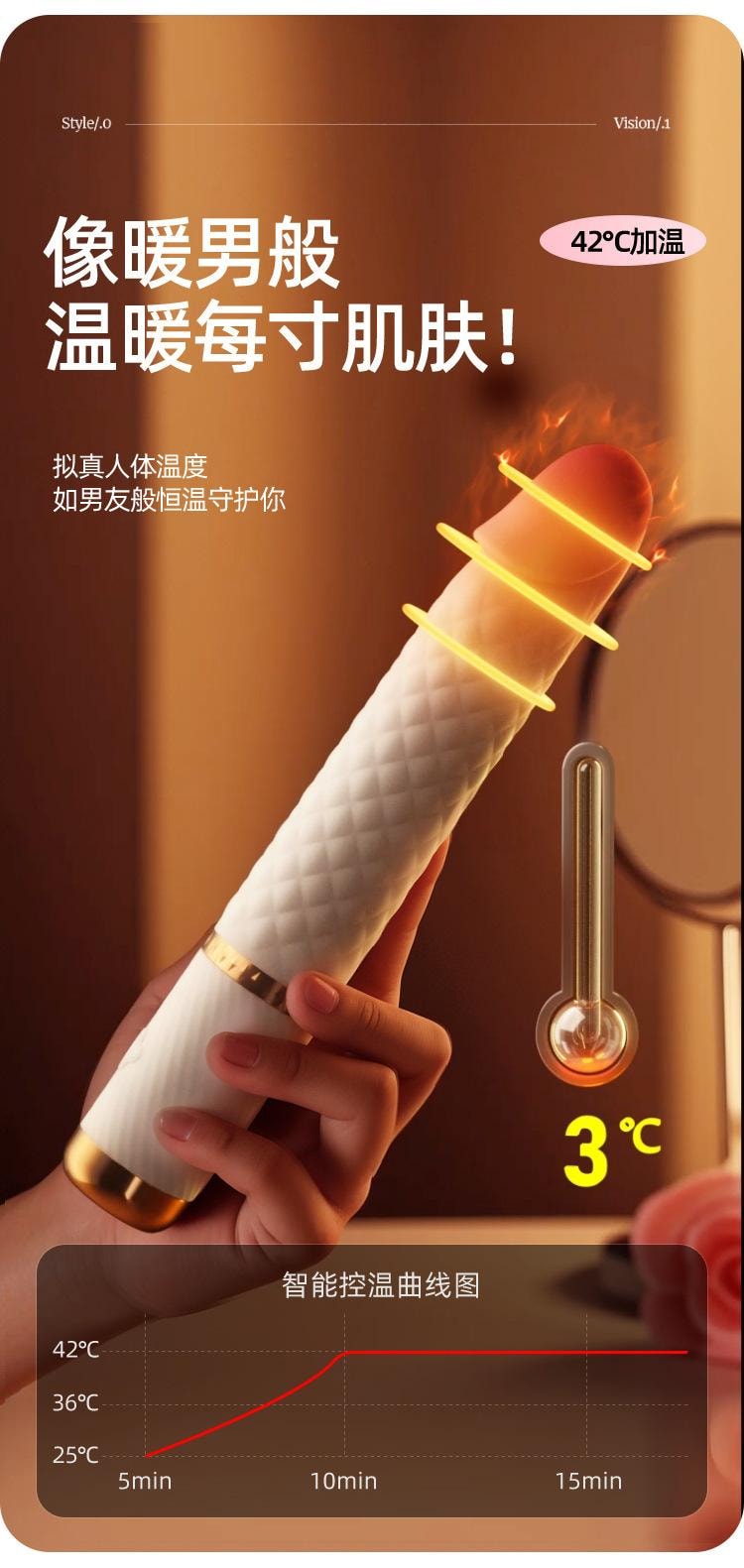 【中国直邮】劳乐斯 柔式伸缩炮机+吸盘底座全自动伸缩震动棒女用情趣成人