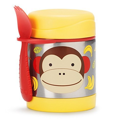 SKIP HOP Baby Zoo Little Kid and Toddler Insulated Food Jar and Spork Set- Multi Marshall Monkey
