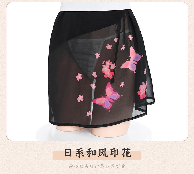 【中国直邮】霏慕 情趣内衣 日系风复古樱花和服套装 黑色均码