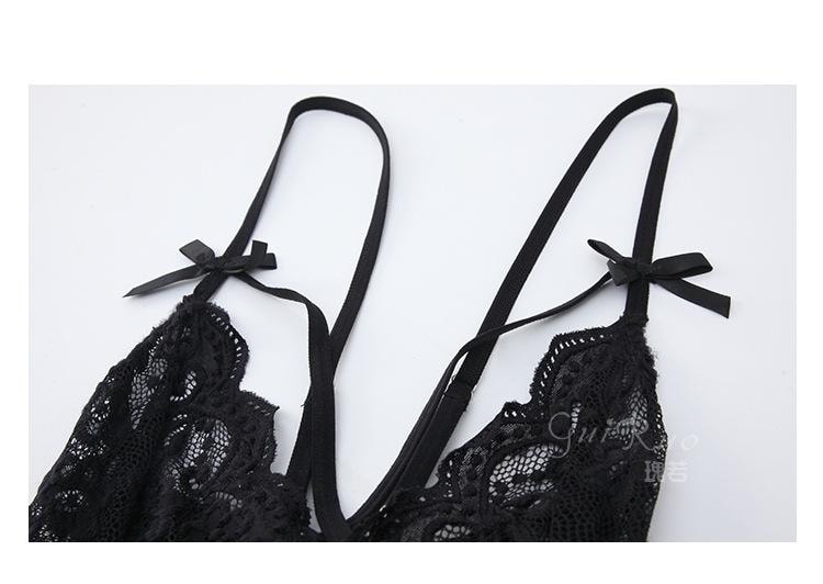 【中國直郵】 瑰若 情趣內衣 蕾絲深V流蘇裙擺睡裙 酒紅色M碼