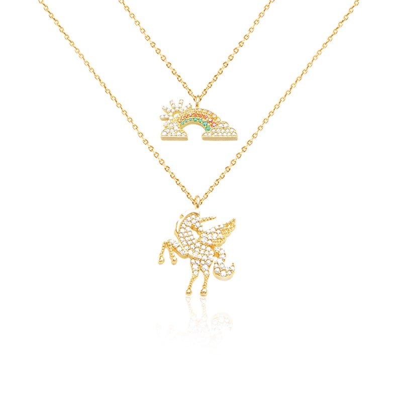 Rainbow Unicorn Necklace 2 pieces