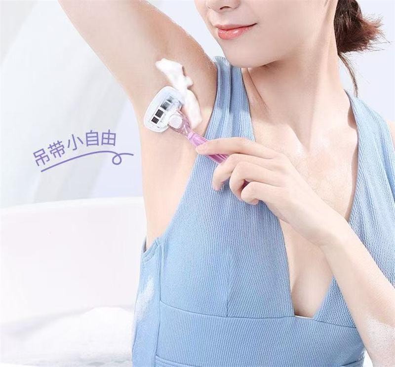古迪 刮毛刀女士腋毛手腿毛脫毛神器私密處陰毛修剪 魅力紫 短炳款 1個裝