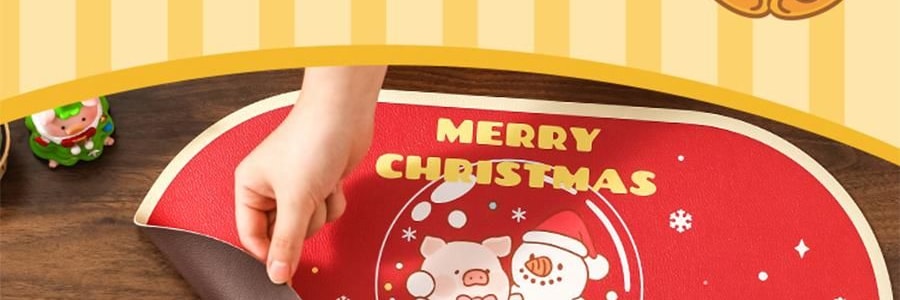 川島屋 LULU豬聖誕餐墊 隔熱墊餐桌防燙耐高溫碗盤墊西餐墊 水晶球款 27cm