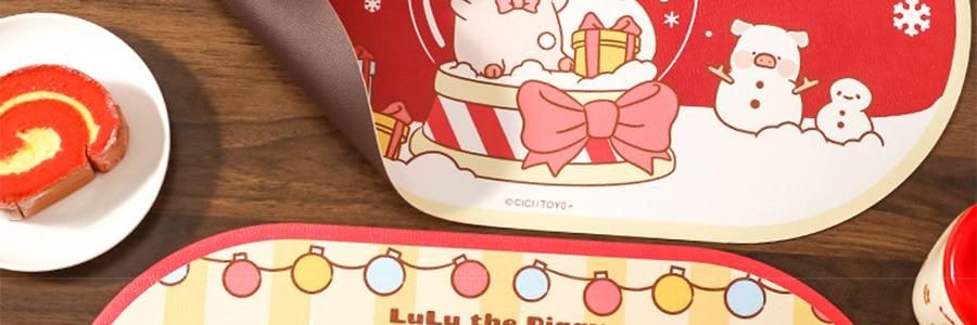 川島屋 LULU豬聖誕餐墊 隔熱墊餐桌防燙耐高溫碗盤墊西餐墊 水晶球款 27cm