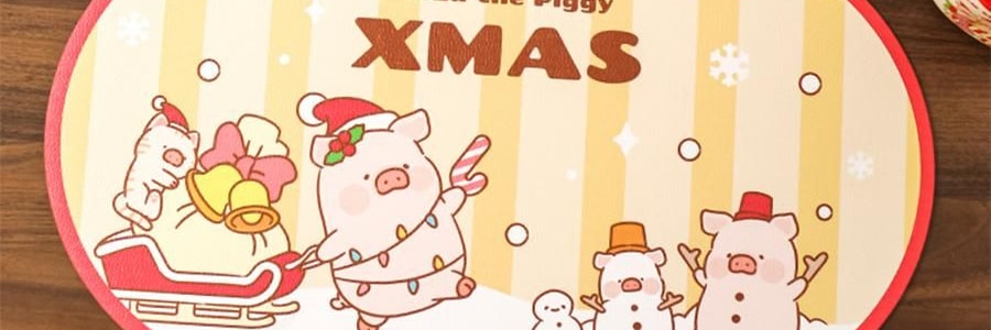 川島屋 LULU豬聖誕餐墊 隔熱墊餐桌防燙耐高溫碗盤墊西餐墊 水晶球款 27cm