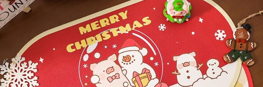 川島屋 LULU豬聖誕餐墊 隔熱墊餐桌防燙耐高溫碗盤墊西餐墊 水晶球款 27cm