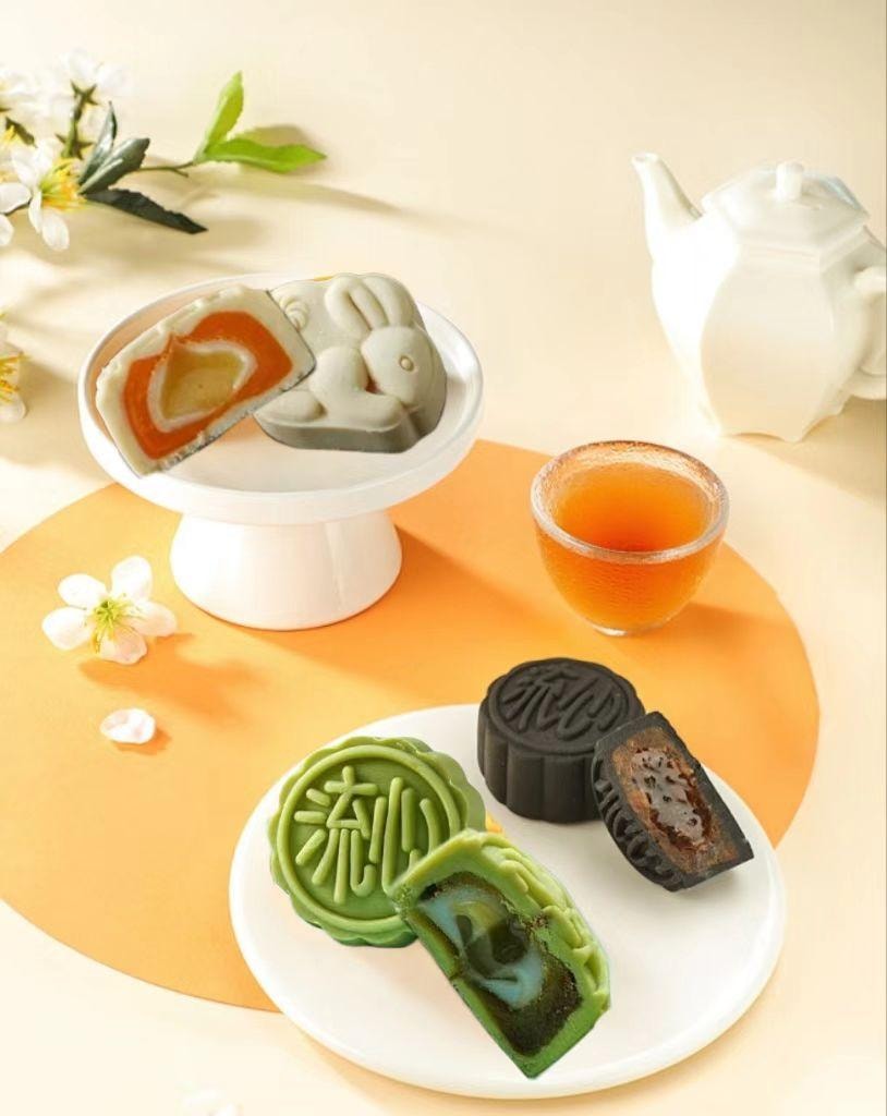 姚记 四粒装造型流心月饼 奶黄流心礼盒 白兔子芝士流心 黄兔子  经典巧克力流心 抹茶流心 260g