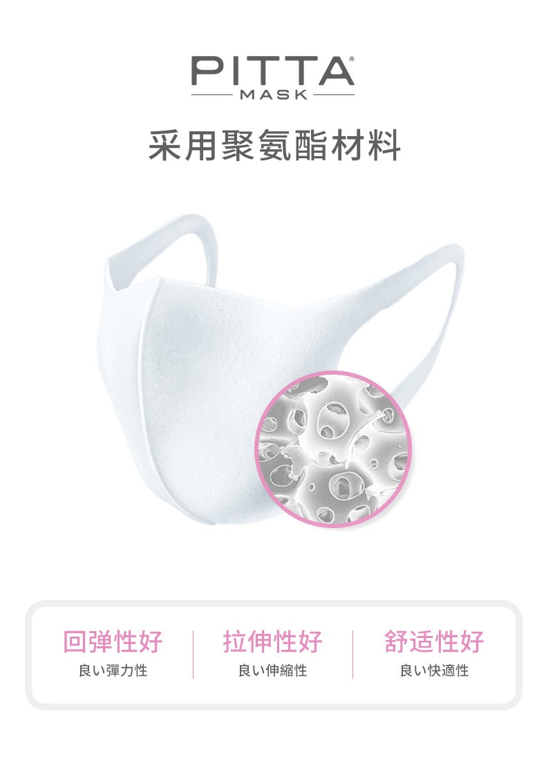 【日本直郵】 日本PITTA MASK 立體防塵防花粉口罩 斷貨爆品明星著用款 #白色 3枚裝