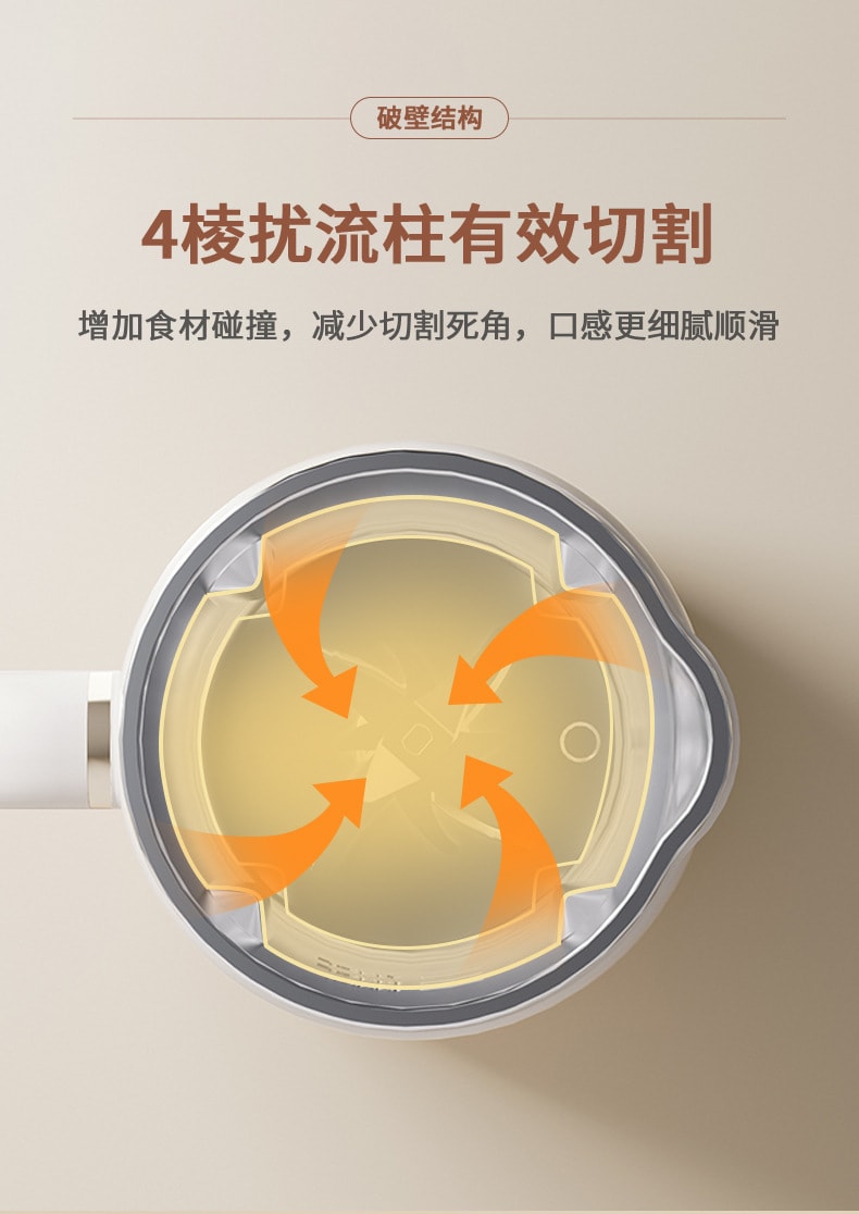 【中国直邮】110V迷你豆浆机 家用破壁机多功能免过滤免泡豆料理机   米白