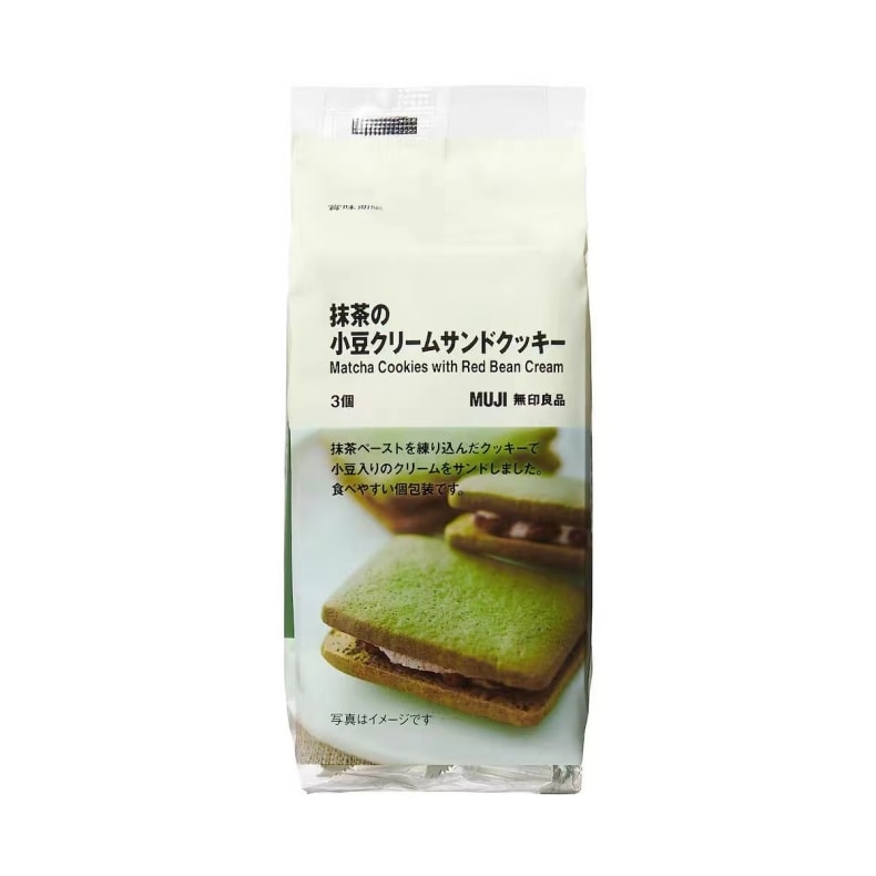 【日本直邮】日本 MUJI无印良品 抹茶红豆奶油夹心饼干 3个