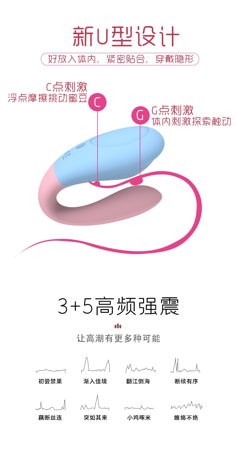 中国直邮 私潮 新款震动穿戴遥控隐形器具 粉蓝色