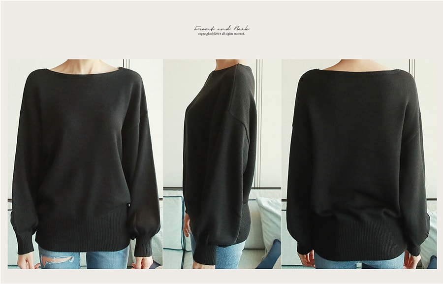 WINGS Balloon Sleeve Knit Top #Black One Size(S-M)