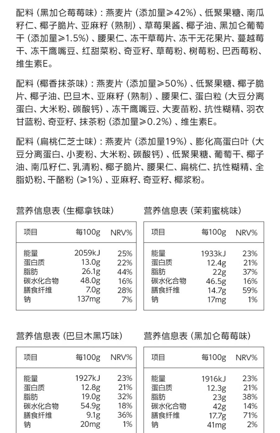 【中國直郵】 谷本日記 巴旦木黑巧味燕麥片 營養代餐水果堅果減低早晚餐脂即食麥片210g/袋