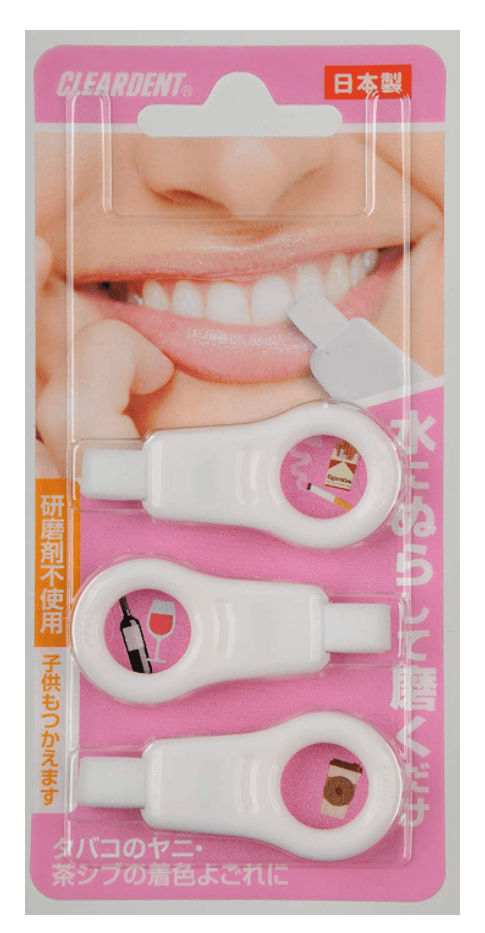 【日本直郵】 日本 CLEARDENT 微米潔牙擦 牙齒海綿橡皮 牙垢黃牙變白煙漬茶垢清潔 3個入 紅色藍色隨機發貨(僅顏色不同)