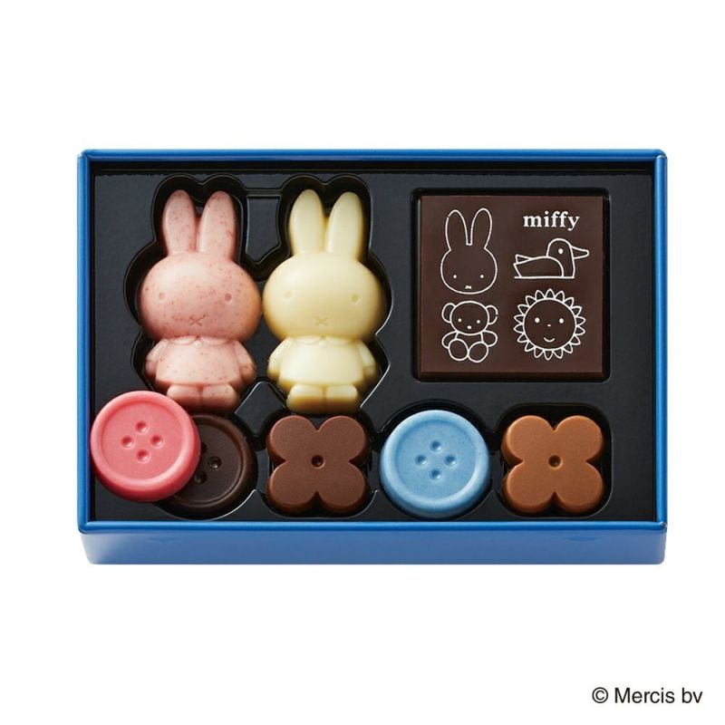 【日本直邮】Morozoff x Miffy米菲联名情人节限定巧克力礼盒 米菲蓝白小铁盒 11枚入