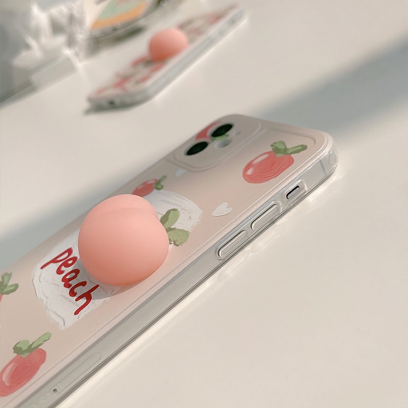 【中国直邮】立体桃子捏捏乐解压手机壳适用苹果iPhone 13pro