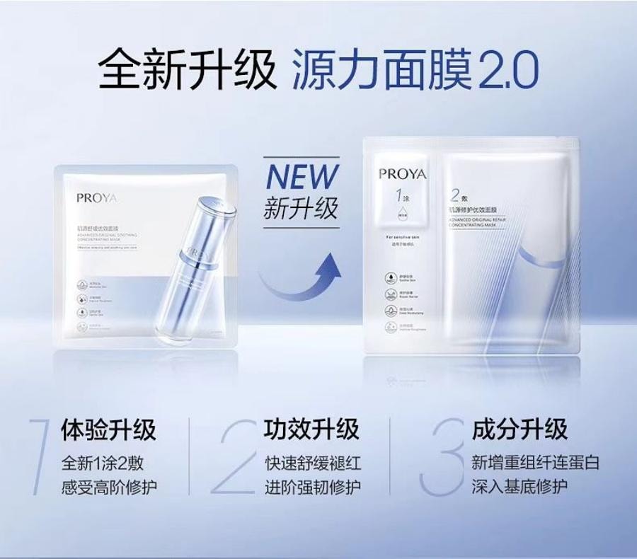 【中国直邮】 珀莱雅 源力面膜2.0 5片1盒装 补水保湿晒后修护敏感维稳泛红舒缓救急贴片 博主推荐