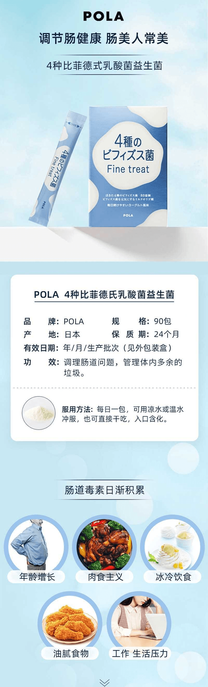 【日本直邮】POLA宝丽 比菲德氏菌整肠 乳酸菌颗粒 90包三个月量