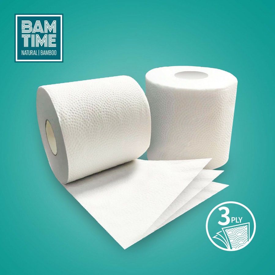Bamtime 纯竹浆3 层12卷单独包装卫生纸卷纸