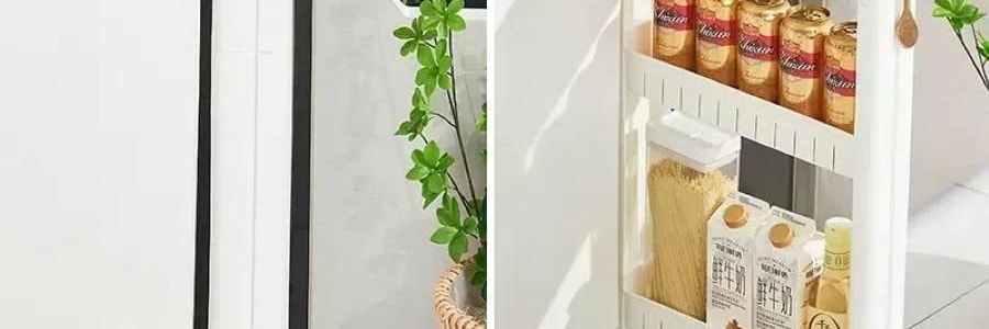 3層邊縫櫃夾縫櫃子 縫隙收納櫃 附輪子掛鉤 45×10×73cm