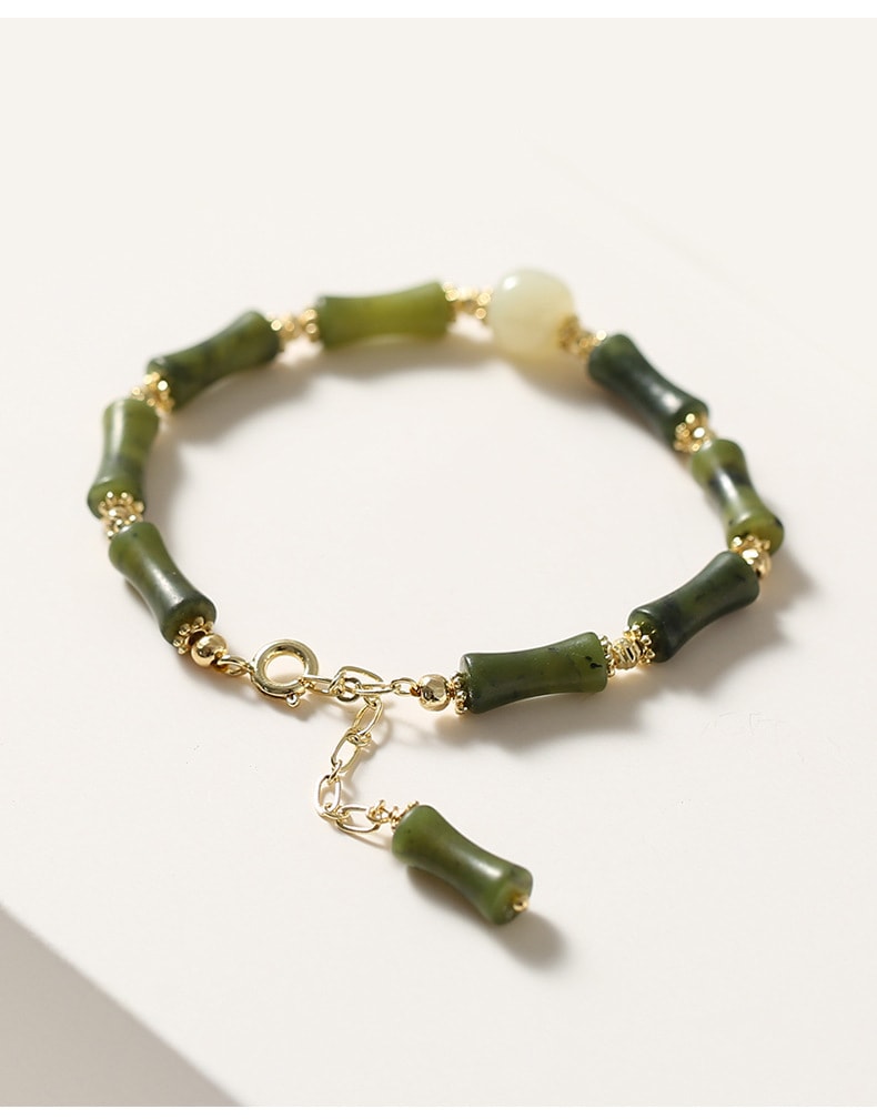 【中国直邮】亲太太  天然和田玉五颗和田玉橄榄玉手链女生ins新中式中国风国潮手饰   和田玉手串