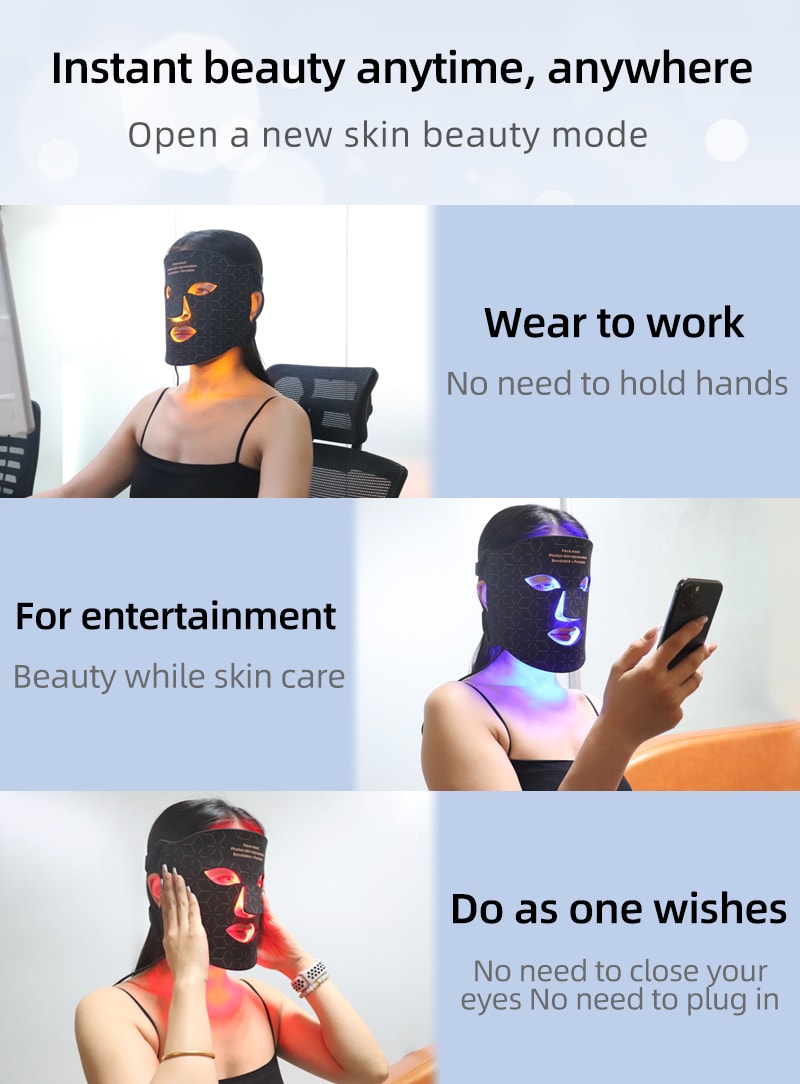 中國KAKUSAN卡酷尚新款矽膠美容面罩光子嫩膚儀光譜儀祛痘嫩膚美容儀 黑色 1件