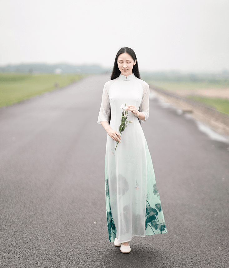 【中国直邮】简微娜 2019 中国风女装复古印花长款旗袍 绿色#1件