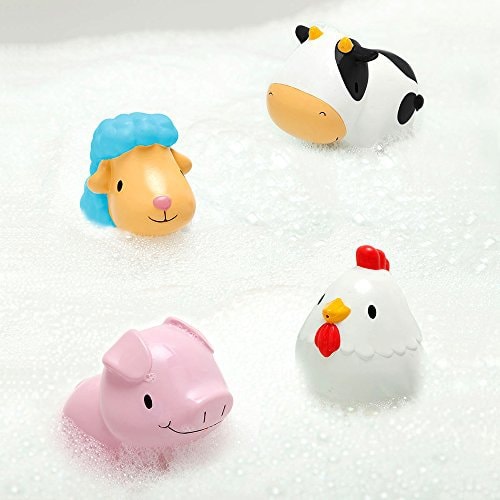 美国MUNCHKIN 麦肯齐儿童农场动物喷水洗澡玩具4个装