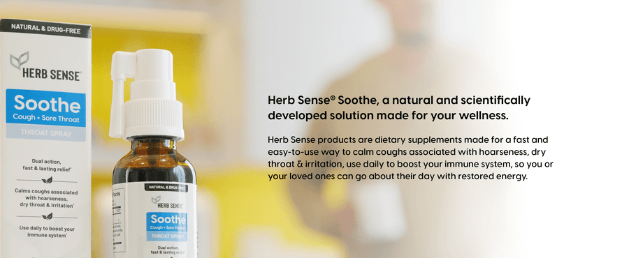 【美国】Herb Sense® Soothe 咳嗽 + 嗓子痛 咽喉喷雾剂 1瓶 30 fl oz