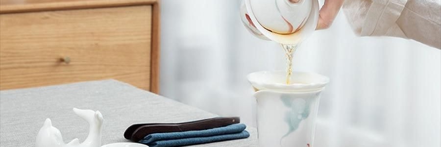 南山先生 素锦莲华茶具套装 6人盖碗泡茶功夫茶具 圆融盖碗款 9件套