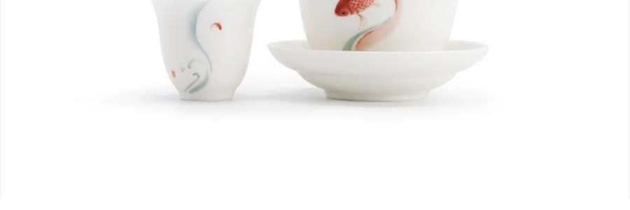 南山先生 素锦莲华茶具套装 6人盖碗泡茶功夫茶具 圆融盖碗款 9件套