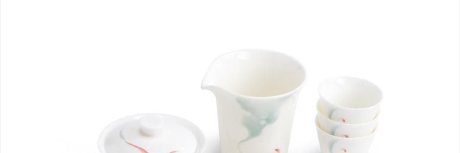 南山先生 素锦莲华茶具套装 6人盖碗泡茶功夫茶具 圆融盖碗款 9件套