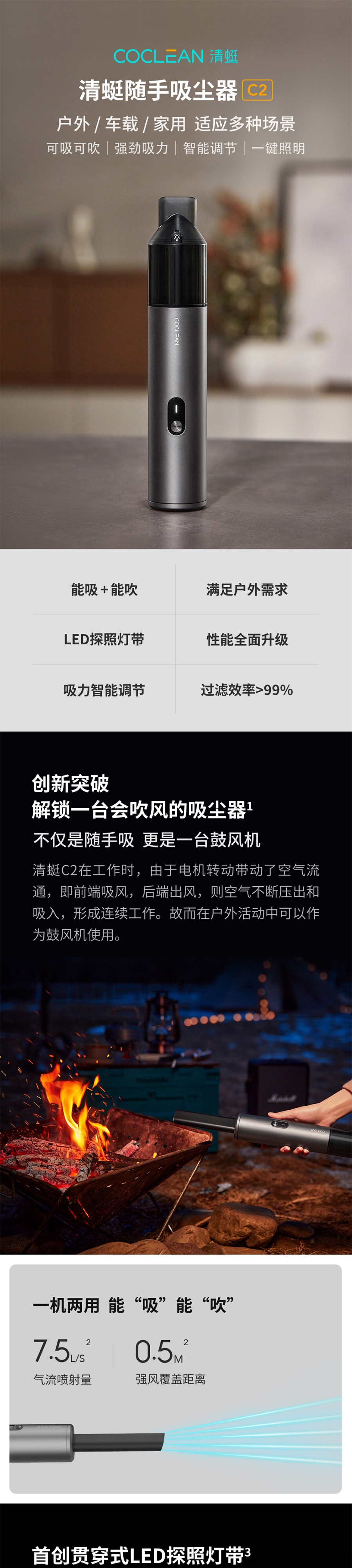 【中國直效郵件】小米有品 清蜓隨手吸塵器H2 標配 灰色
