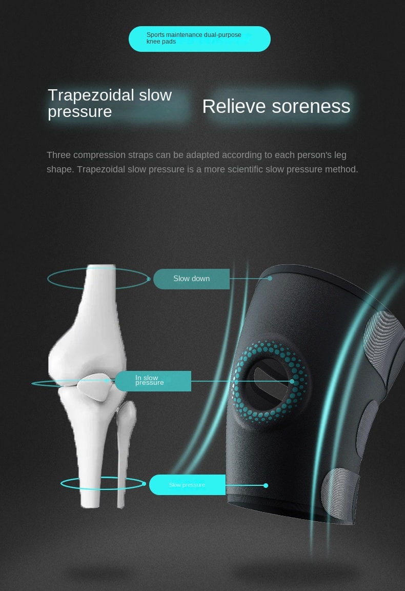 【輪滑世界冠軍郭丹代言品牌】 中國 和正HEZHENG 專業支撐運動減壓護膝 黑色 1件(單裝)