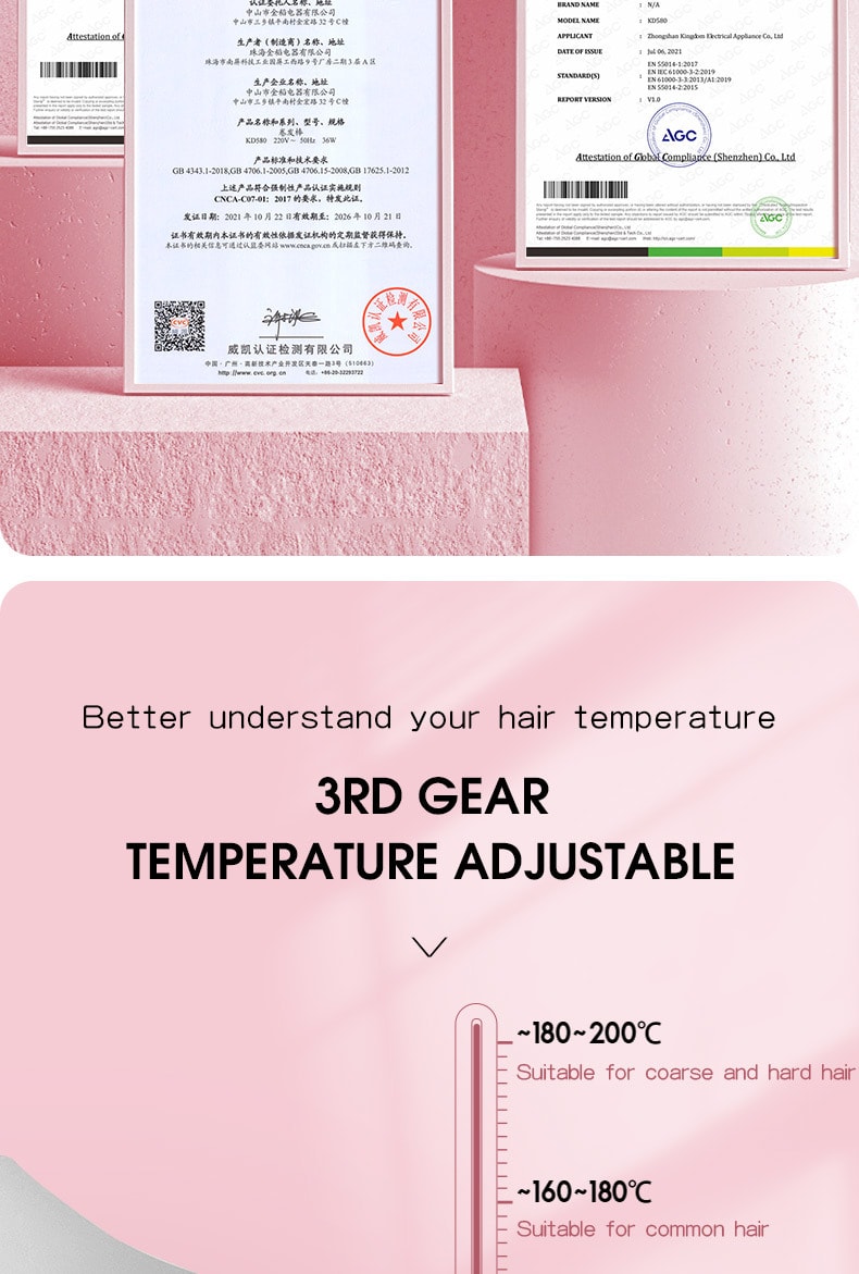 K·SKIN金稻 捲髮棒電動 防燙電捲髮棒 加長小卷迷你 瀏海內扣羊毛捲 KD580 白色