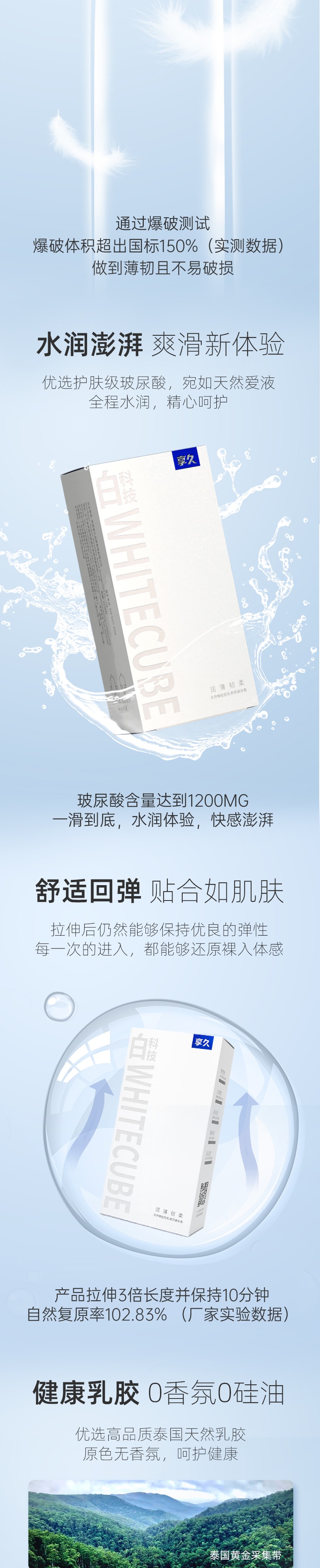 中國BLISSWATER享久白科技無儲精囊保險套超薄避孕套 1盒