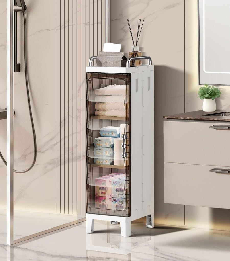 【中國直郵】 美國 法提娜 窄縫 折疊收納櫃 塑膠 磁吸開門 收納櫃儲物櫃 適用於浴室廁所客廳臥室儲物 1個