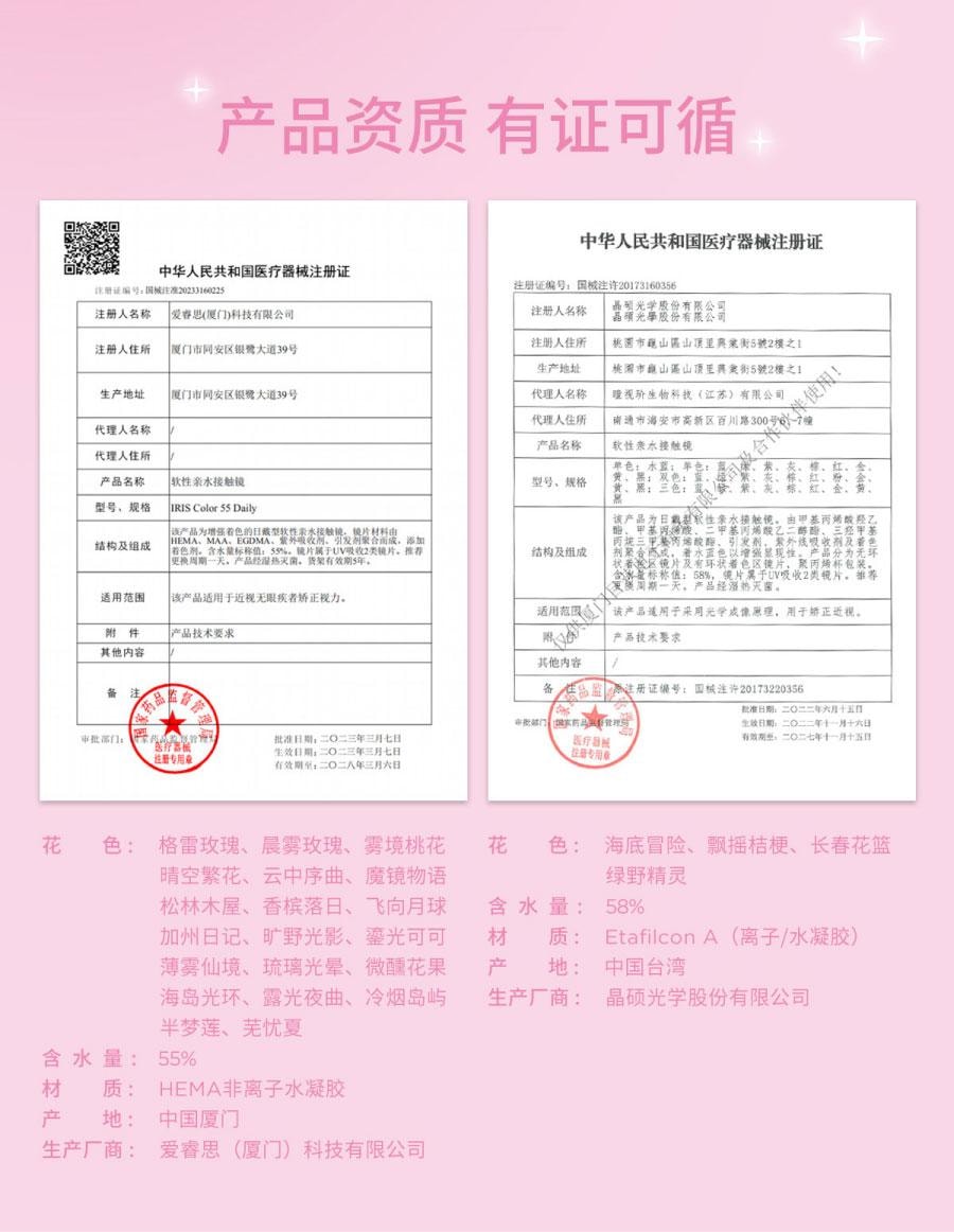 【中國直郵】moody美瞳日拋 少女白日夢系列 格雷玫瑰 (粉紅色系) 10片裝 -4.50(450)