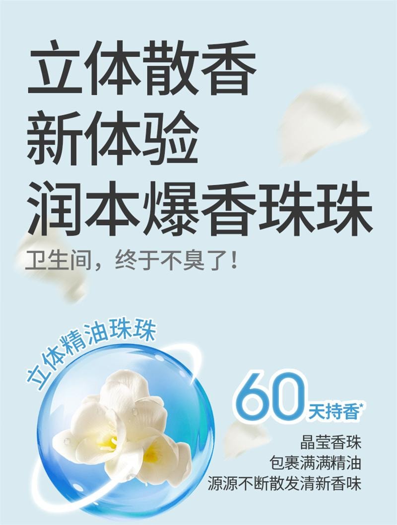【中国直邮】  润本| 润本| 润本 润本 空气清新剂厕所除臭香薰珠卫生间去异味神器卧室香氛持久留香  月下苍兰240g